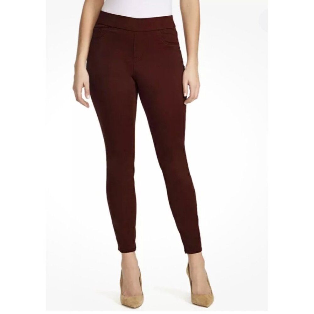 Nine West Burgundy Heidi Pull-On Skinny Pants Size 12
